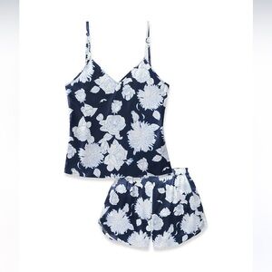 Petite Plume Women's Silk Cami Short Set in Midnight Blooms